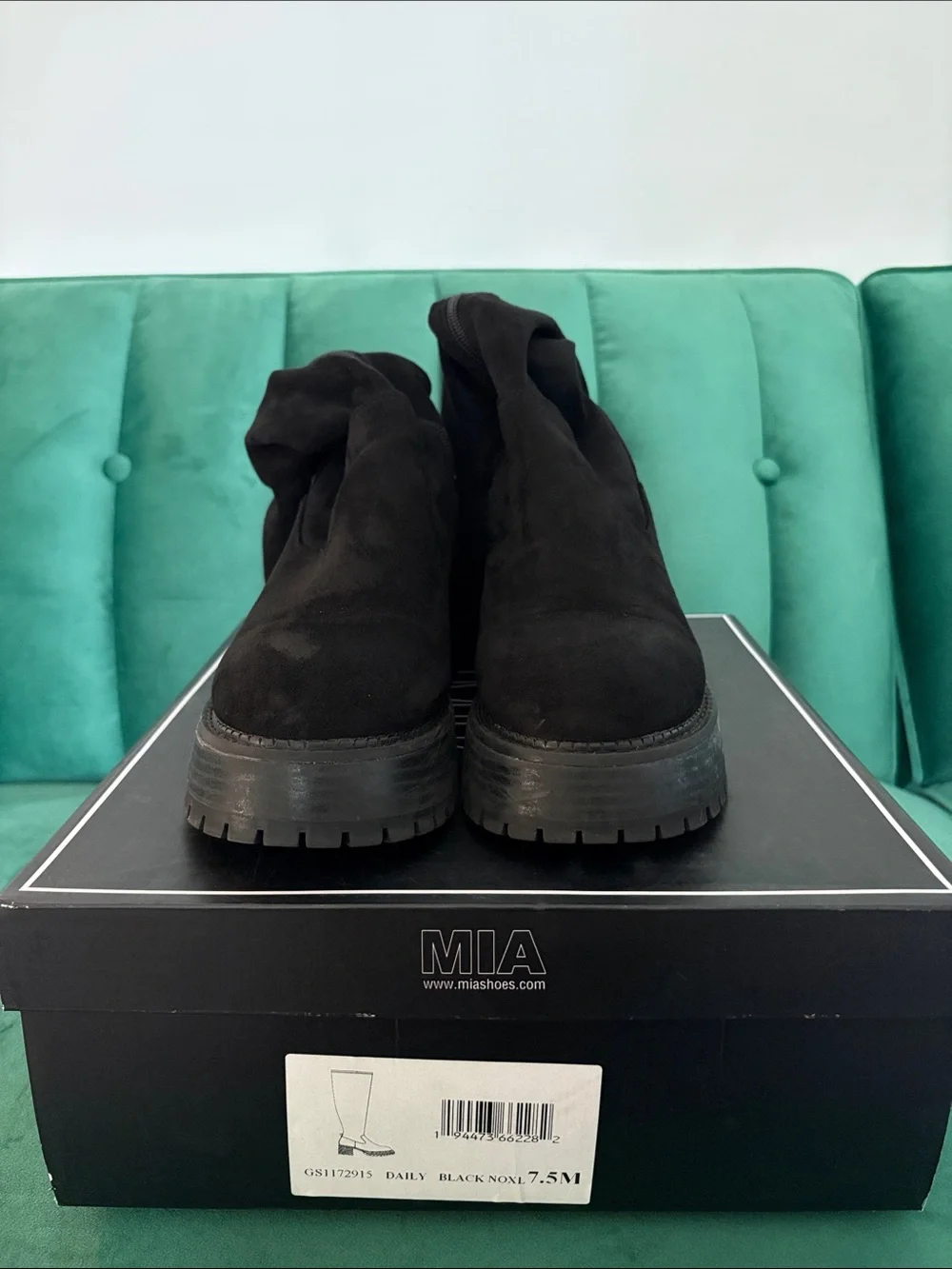 MIA Black Over-the-Knee Chunky Lug Heel Boots